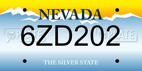 6ZD202 Nevada License Plate