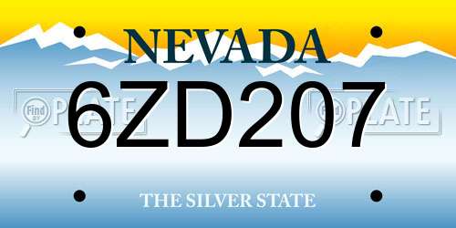 6ZD207 Nevada License Plate
