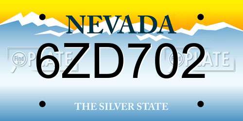 6ZD702 Nevada License Plate