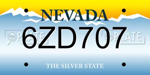 6ZD707 Nevada License Plate