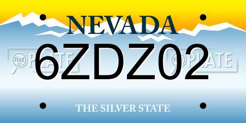 6ZDZ02 Nevada License Plate