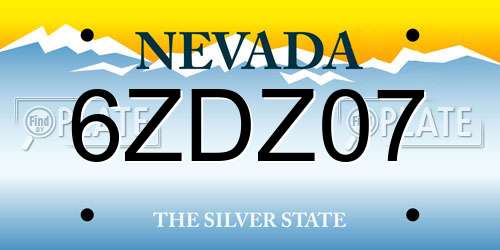 6ZDZ07 Nevada License Plate