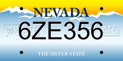 6ZE356 Nevada License Plate