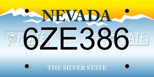 6ZE386 Nevada License Plate