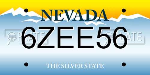 6ZEE56 Nevada License Plate