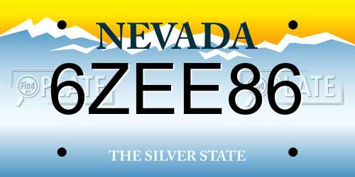 6ZEE86 Nevada License Plate