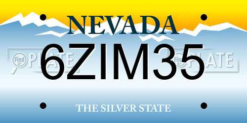 6ZIM35 Nevada License Plate