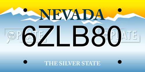 6ZLB80 Nevada License Plate