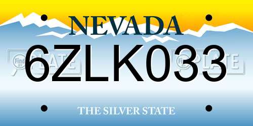 6ZLK033 Nevada License Plate