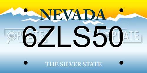 6ZLS50 Nevada License Plate