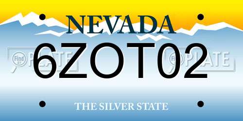 6ZOT02 Nevada License Plate