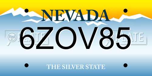 6ZOV85 Nevada License Plate