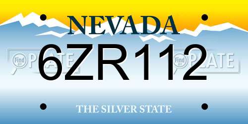 6ZR112 Nevada License Plate