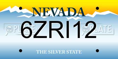 6ZRI12 Nevada License Plate