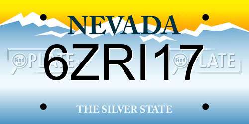 6ZRI17 Nevada License Plate