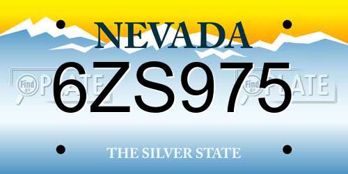 6ZS975 Nevada License Plate
