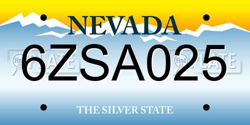 6ZSA025 Nevada License Plate