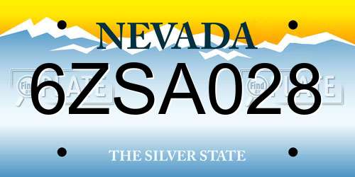 6ZSA028 Nevada License Plate