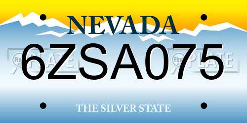 6ZSA075 Nevada License Plate