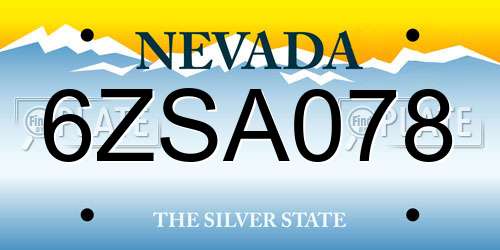 6ZSA078 Nevada License Plate