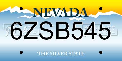 6ZSB545 Nevada License Plate
