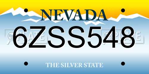 6ZSS548 Nevada License Plate