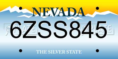 6ZSS845 Nevada License Plate