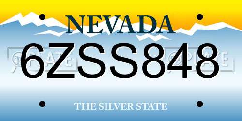 6ZSS848 Nevada License Plate