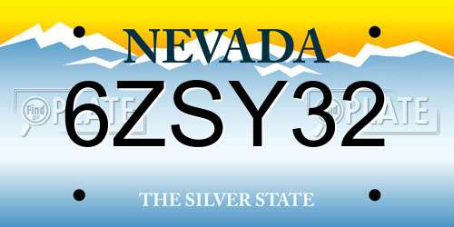 6ZSY32 Nevada License Plate
