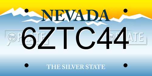 6ZTC44 Nevada License Plate