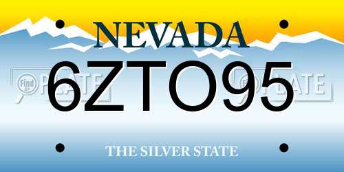 6ZTO95 Nevada License Plate