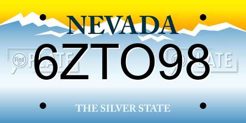 6ZTO98 Nevada License Plate