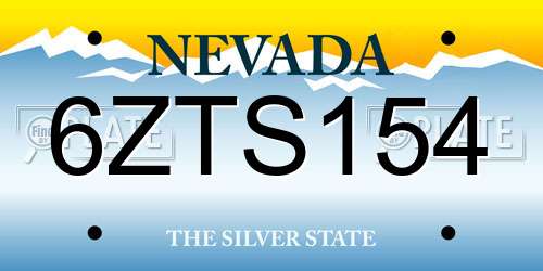 6ZTS154 Nevada License Plate