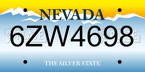 6ZW4698 Nevada License Plate