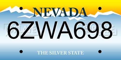 6ZWA698 Nevada License Plate