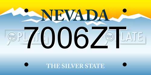 7006ZT Nevada License Plate