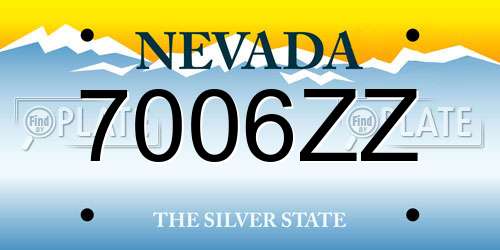 7006ZZ Nevada License Plate