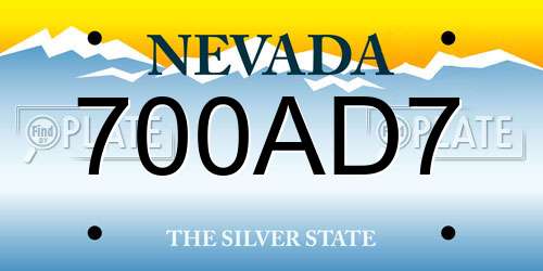 700AD7 Nevada License Plate