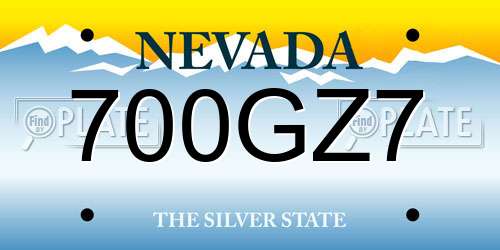 700GZ7 Nevada License Plate