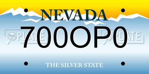 700OP0 Nevada License Plate