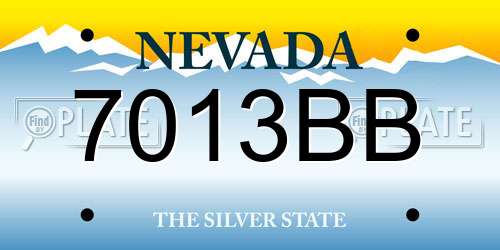 7013BB Nevada License Plate