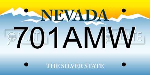 701AMW Nevada License Plate