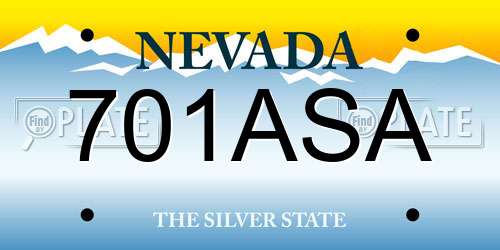 701ASA Nevada License Plate