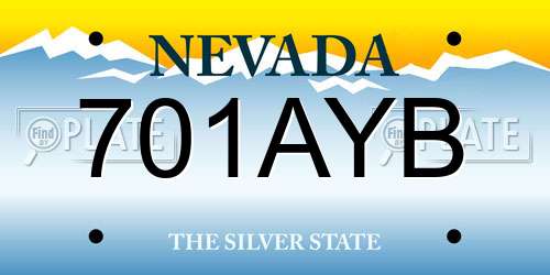 701AYB Nevada License Plate