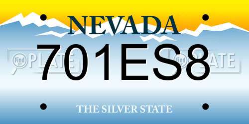 701ES8 Nevada License Plate
