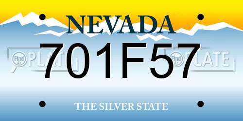 701F57 Nevada License Plate