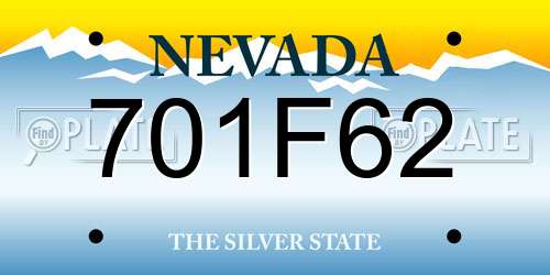 701F62 Nevada License Plate