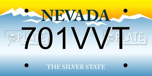701VVT Nevada License Plate