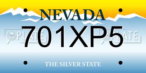 701XP5 Nevada License Plate