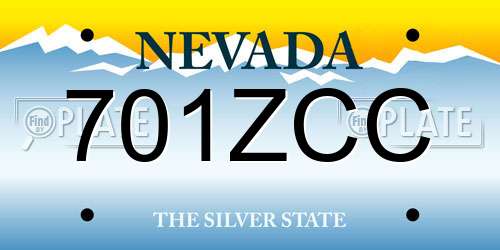 701ZCC Nevada License Plate